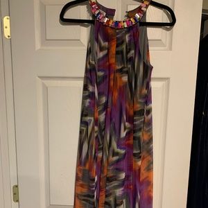 London Times Multi Color High Low dress